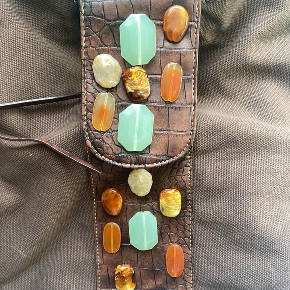 Brown Beaded Women's Bag - Picture 2 of 6